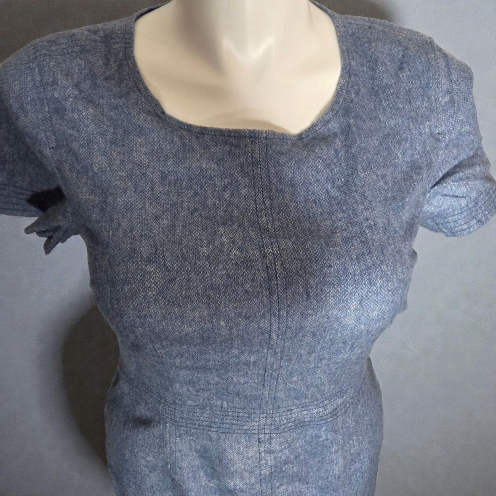 Banana Republic Petite 12P Blue Short Sleeve Sheath Dress - Picture 4 of 6